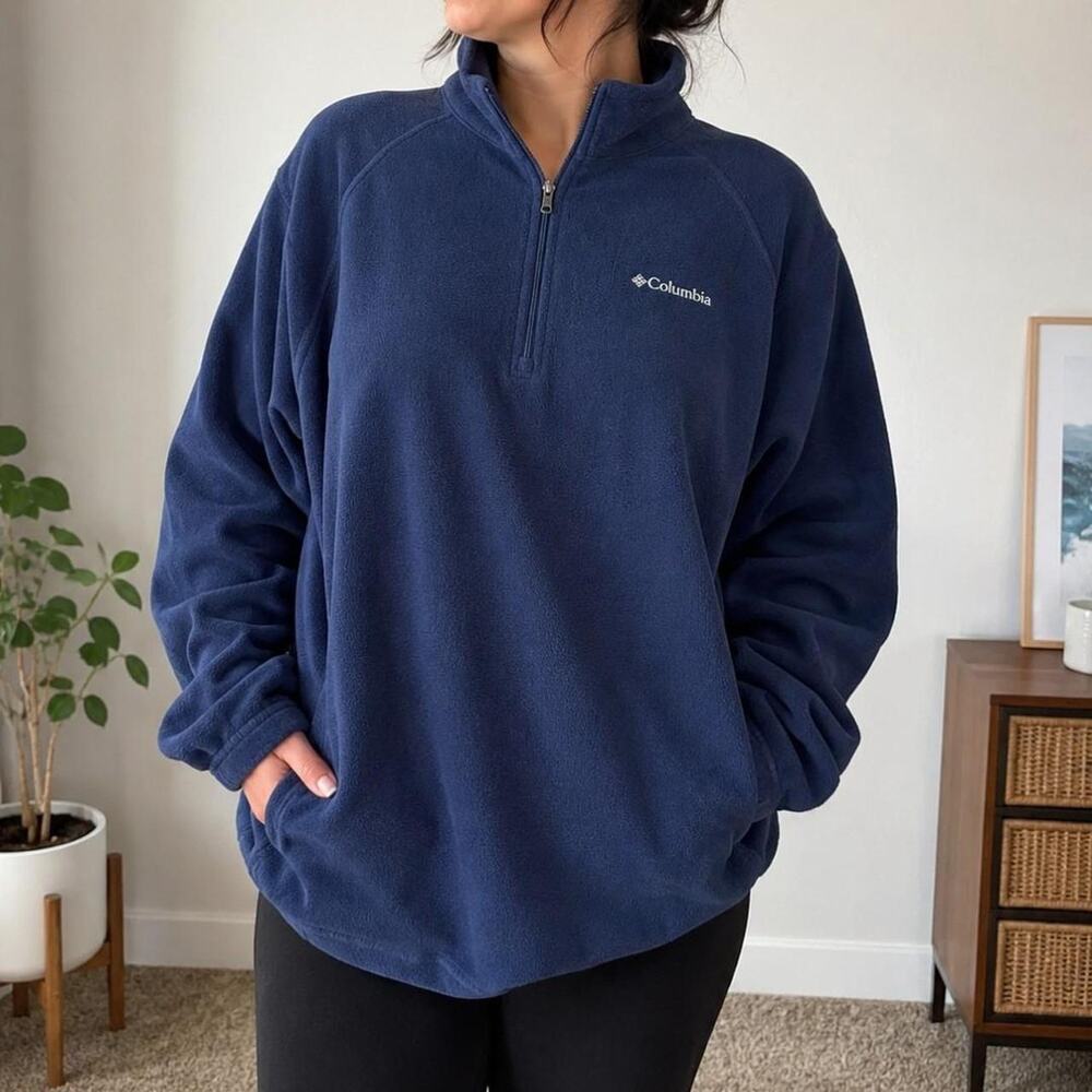 Columbia sportswear navy quarter zip fleece sweater